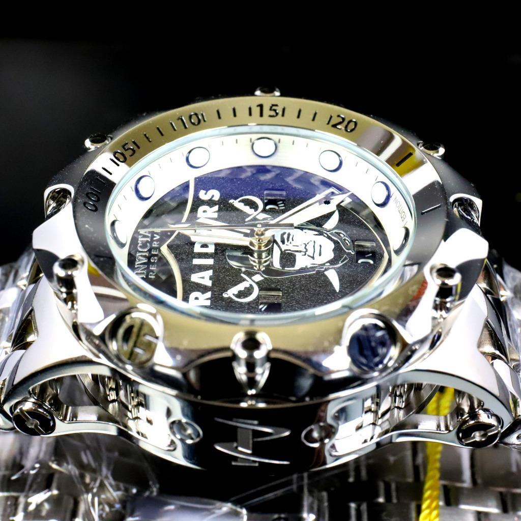 Invicta NFL Reserve Venom Hybrid Fusion Las Vegas Raiders Steel Swiss Watch New