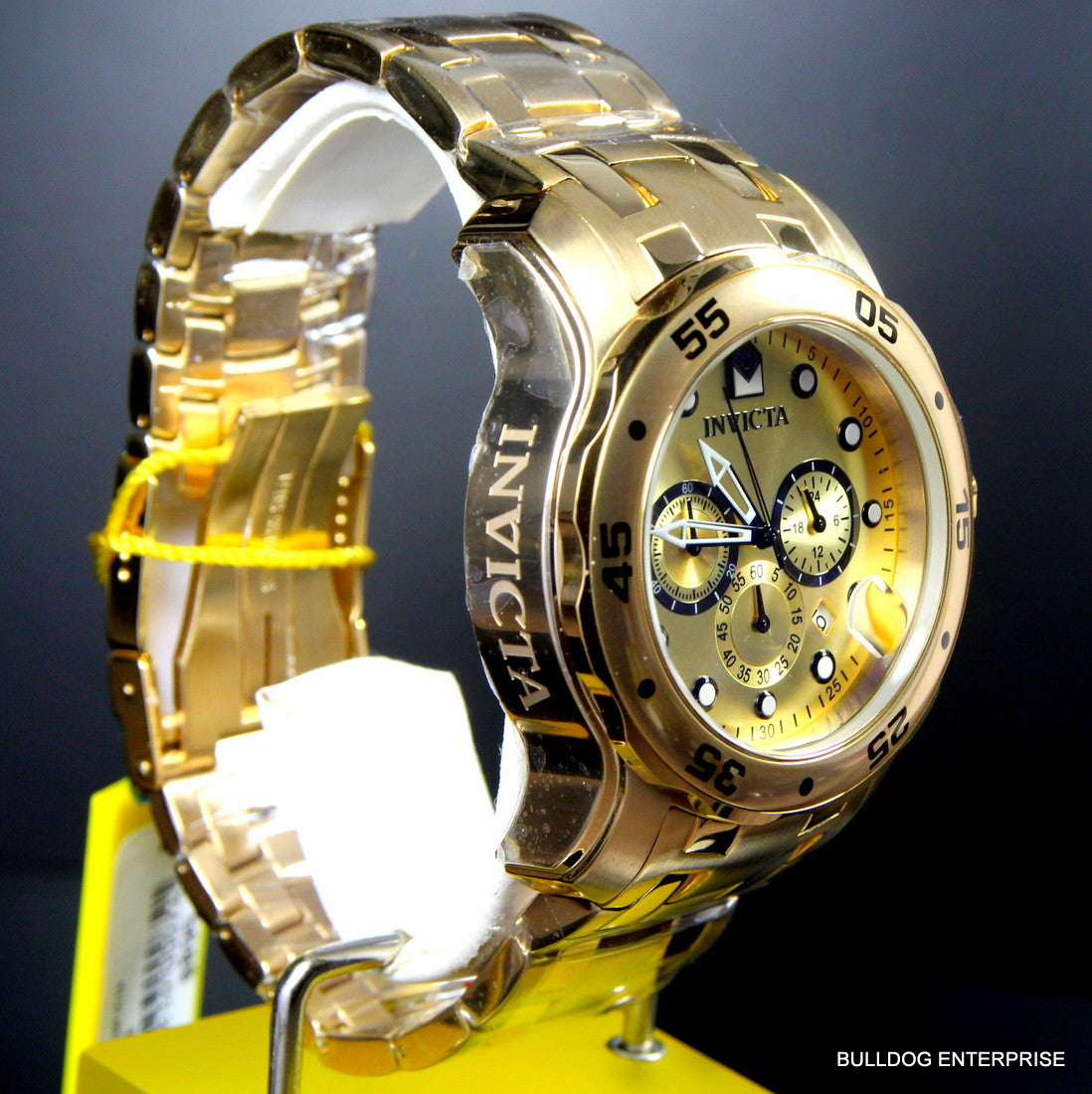 Men's Invicta Pro Diver Scuba 18kt Gold Plated Steel Chronograph 48mm Watch New