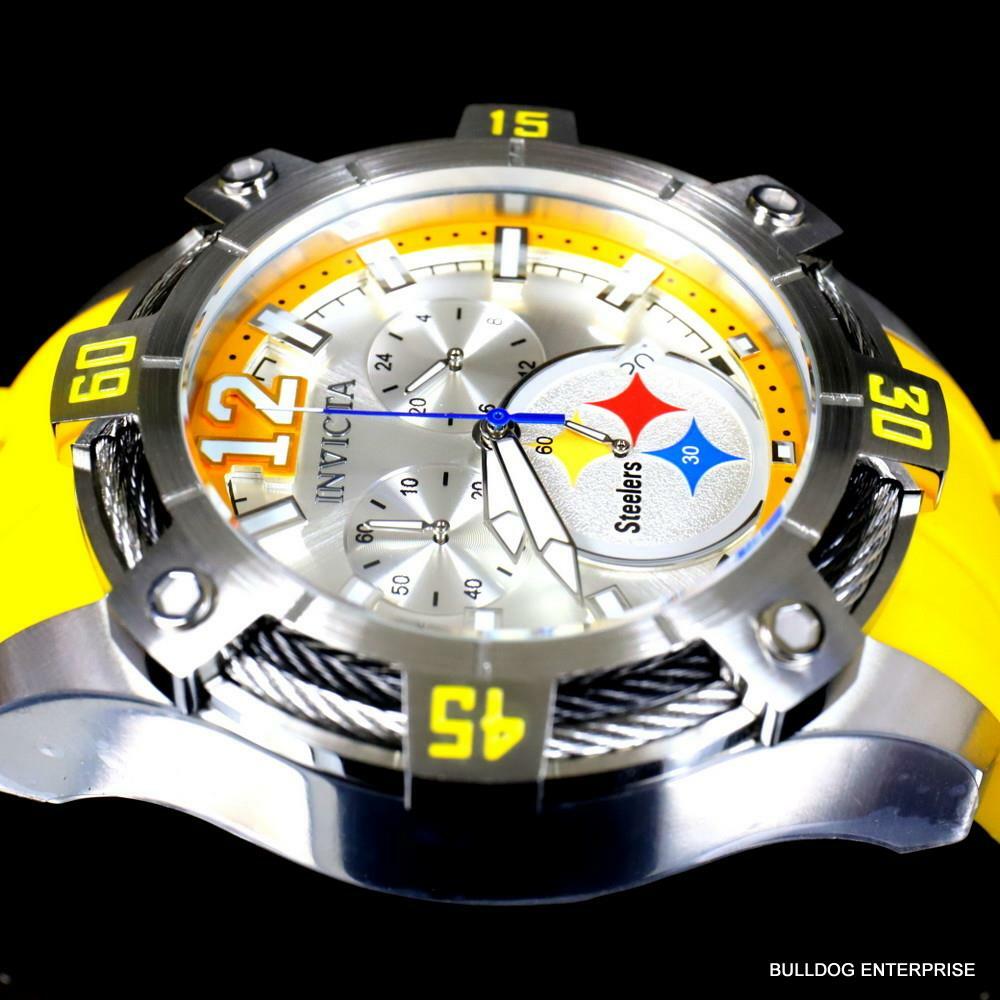Invicta NFL Pittsburgh Steelers Bolt Pro Diver Scuba Chronograph Watch 52mm New