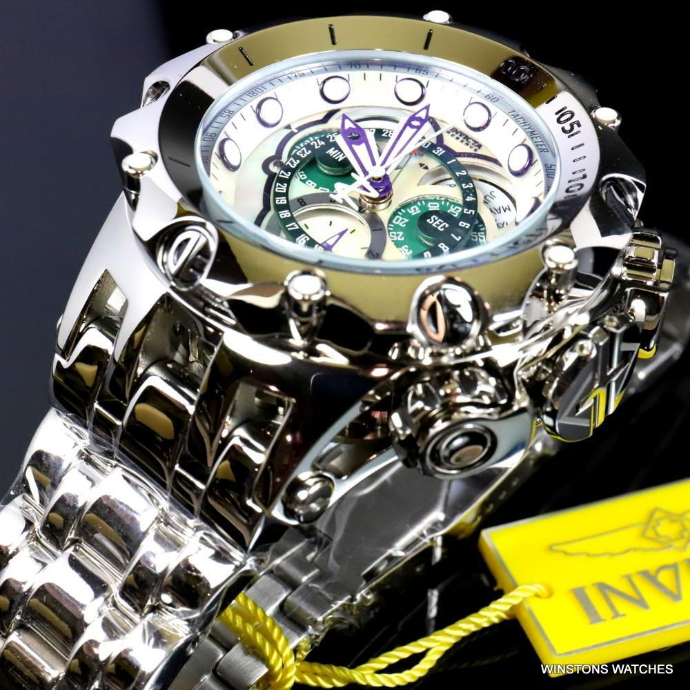 Invicta Reserve Venom Fusian Hybrid Swiss Master Calendar Steel Green Watch New