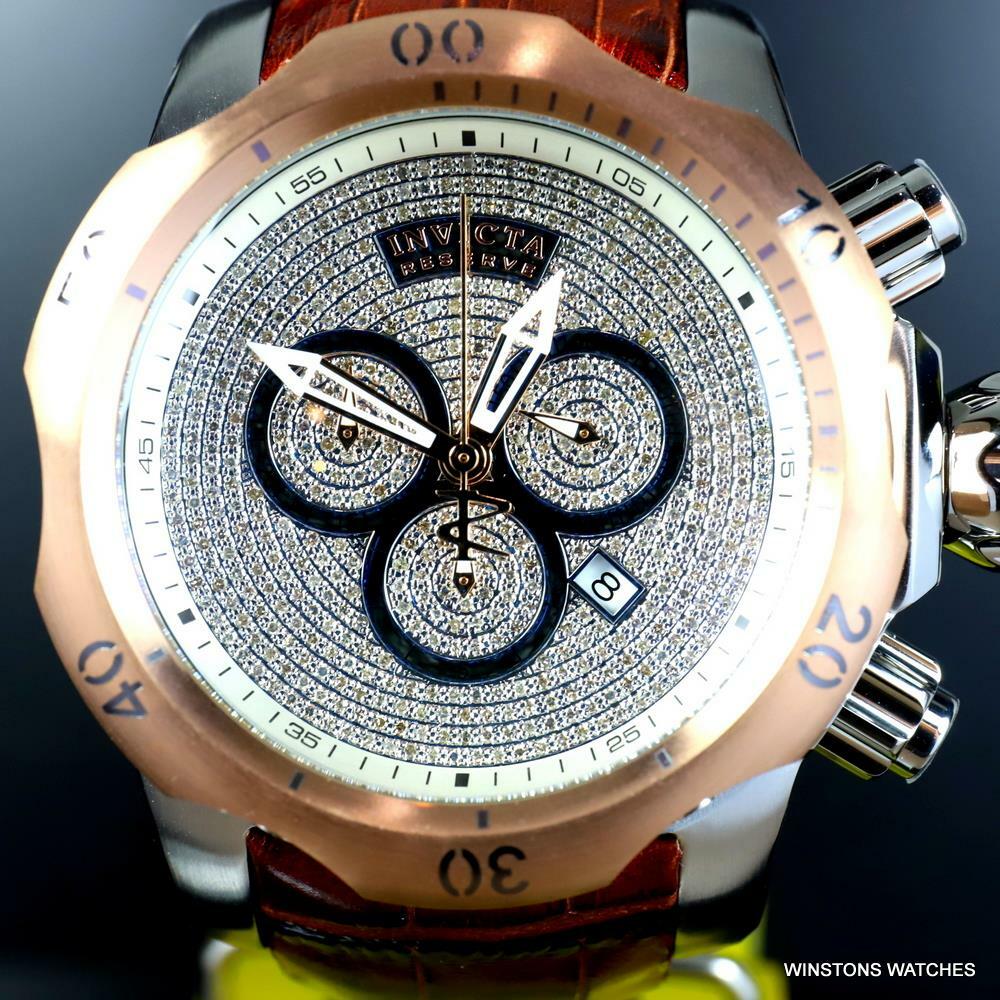 Invicta Reserve Venom Elegant 2.13 CTW Diamond Swiss Mvt Leather 52mm Watch New