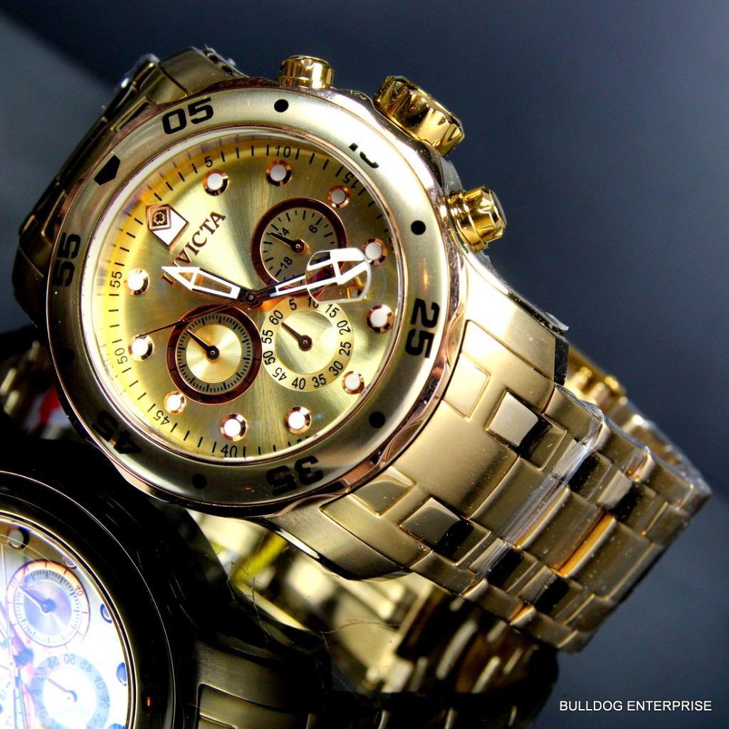 Men's Invicta Pro Diver Scuba 18kt Gold Plated Rose Tone Subdials 48mm Watch New