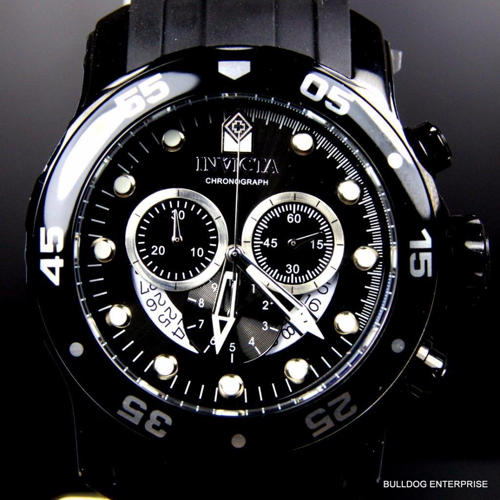 Invicta Pro Diver Scuba Black Chronograph Rubber Black Combat Watch New
