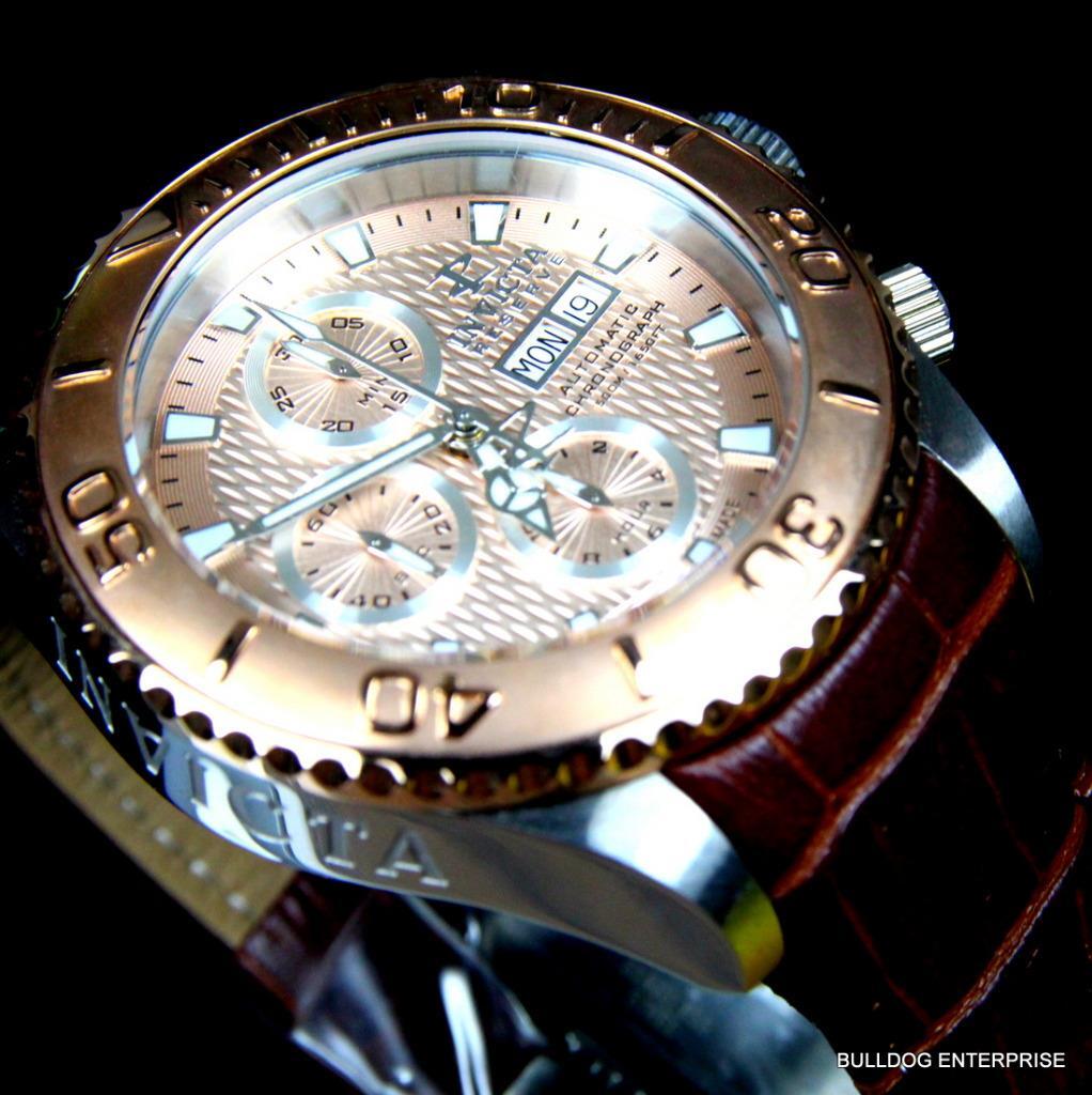 Invicta Reserve Pro Diver Swiss Made Automatic Sellita SW500 Brown Leather New