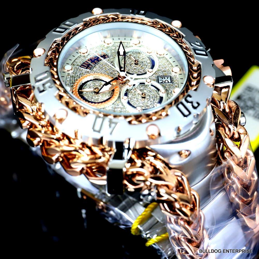 Invicta Reserve Gladiator 1.17CTW Diamond 2 Tone Rose Steel Swiss 61mm Watch New