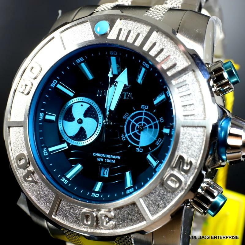 Invicta Coalition Forces Sonar Radar Stainless Steel Blue 58mm Chronograph New