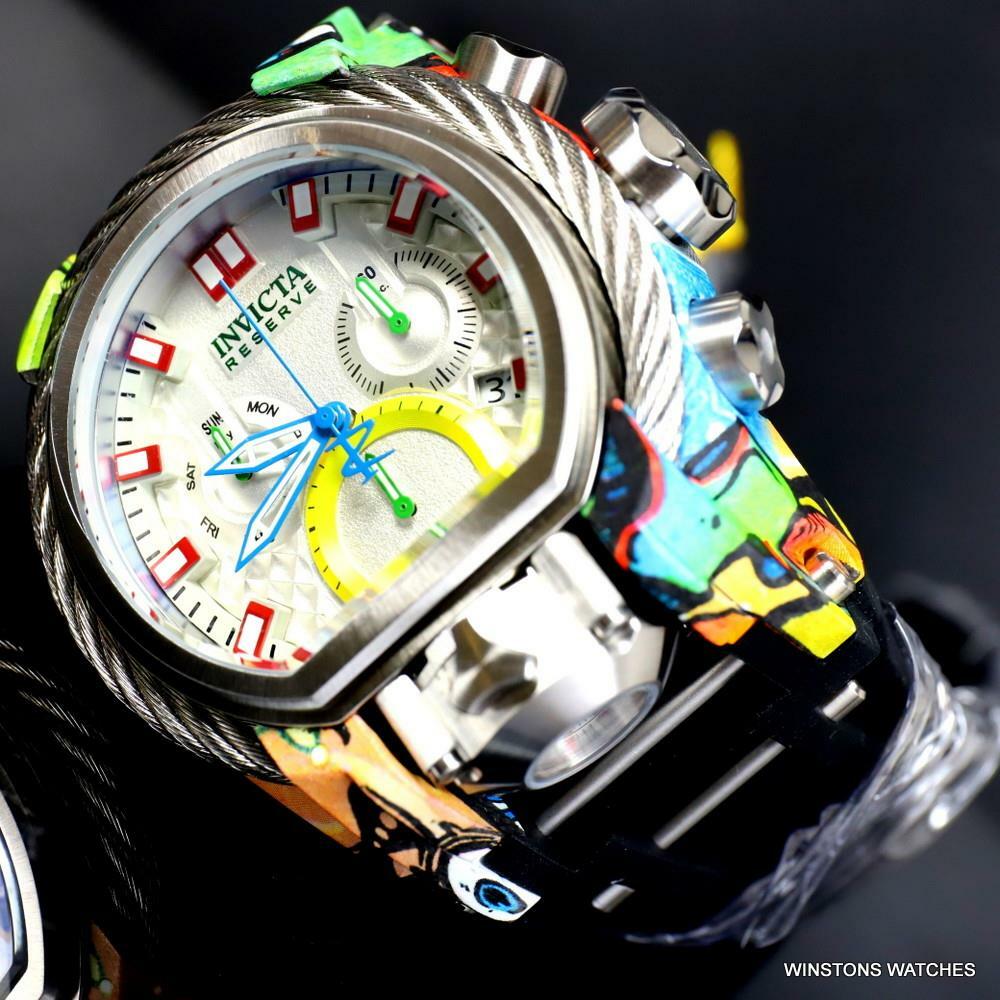 Invicta Reserve Bolt Zeus Magnum Graffiti White Swiss Mvt Dials Watch 52mm New