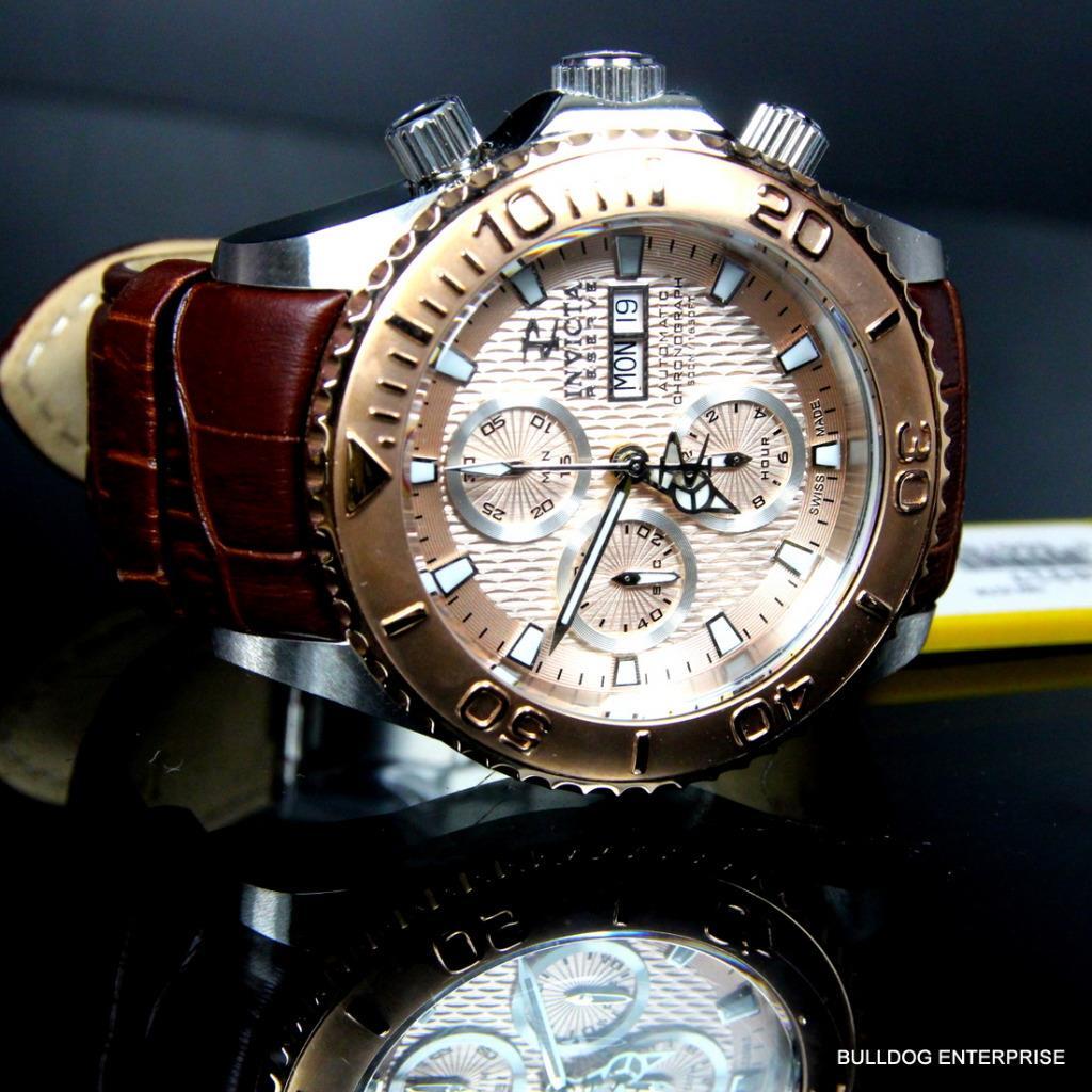 Invicta Reserve Pro Diver Swiss Made Automatic Sellita SW500 Brown Leather New