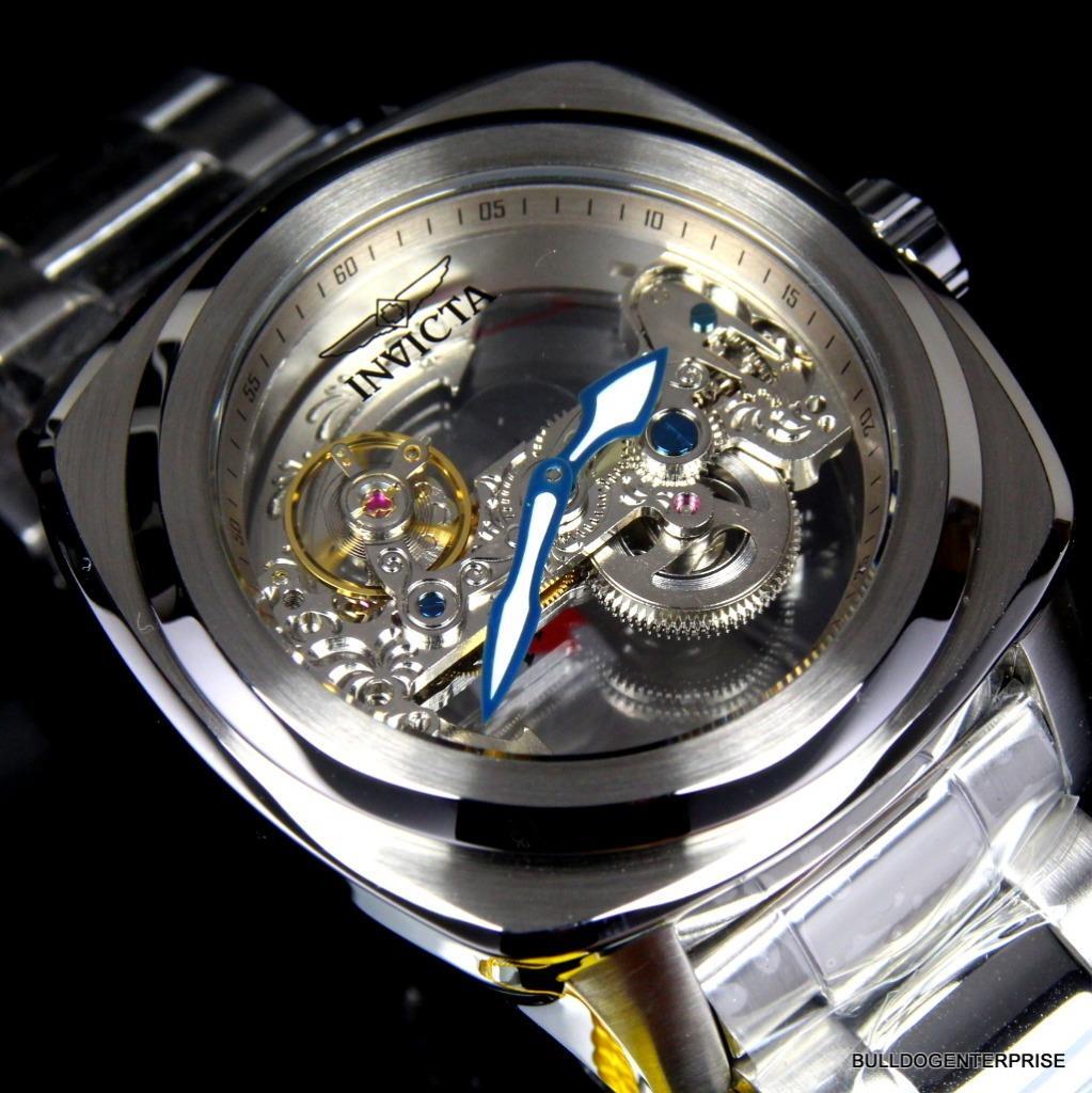 Invicta Aviator Ghost Bridge Mechanical Skeleton Silver Steel 48mm Watch New