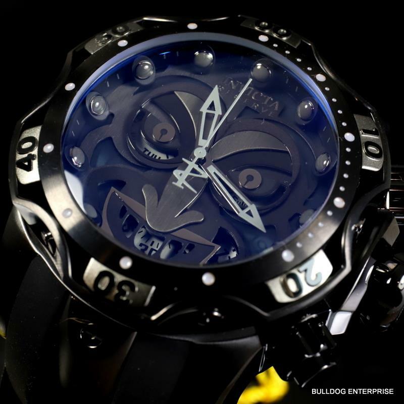 Invicta Reserve Venom DC Comics Joker Black Combat 52mm Swiss Mvt Watch New