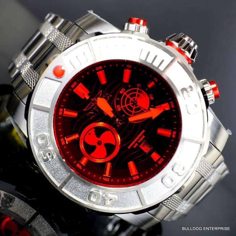 Invicta Coalition Forces Sonar Radar Stainless Steel Red 58mm Chronograph New