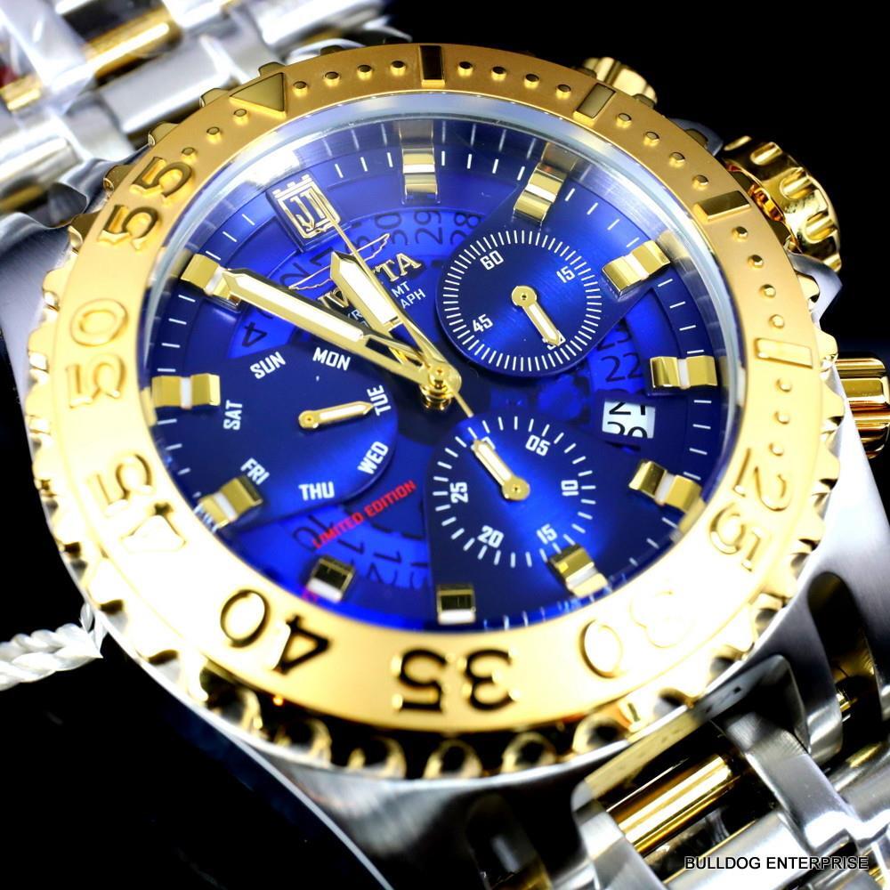 Invicta Jason Taylor Chaos 50mm 2 Tone Steel Blue Chronograph 50mm Watch New