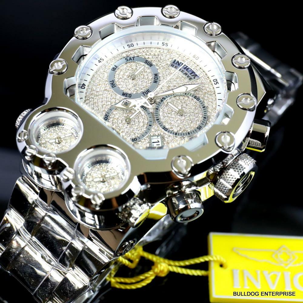 Invicta Bolt Magnum Tria 2.5 CTW Diamond Steel Swiss Chronograph 52mm Watch New
