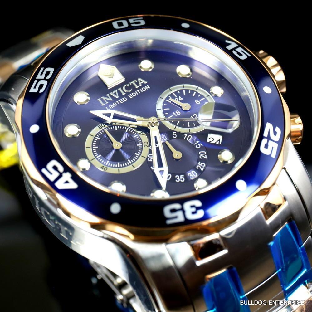 Invicta Pro Diver Scuba Limited Edition Chronograph 48mm Steel Blue Watch New
