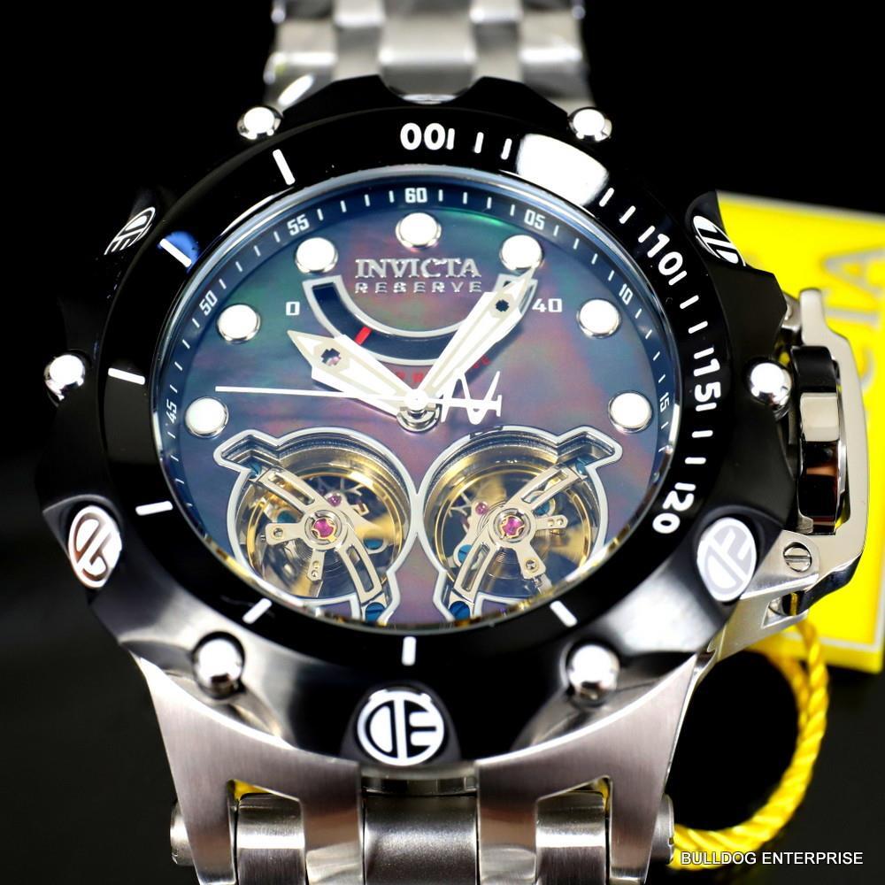 Invicta Reserve Venom Hybrid Double Open Heart Automatic Black MOP Watch New