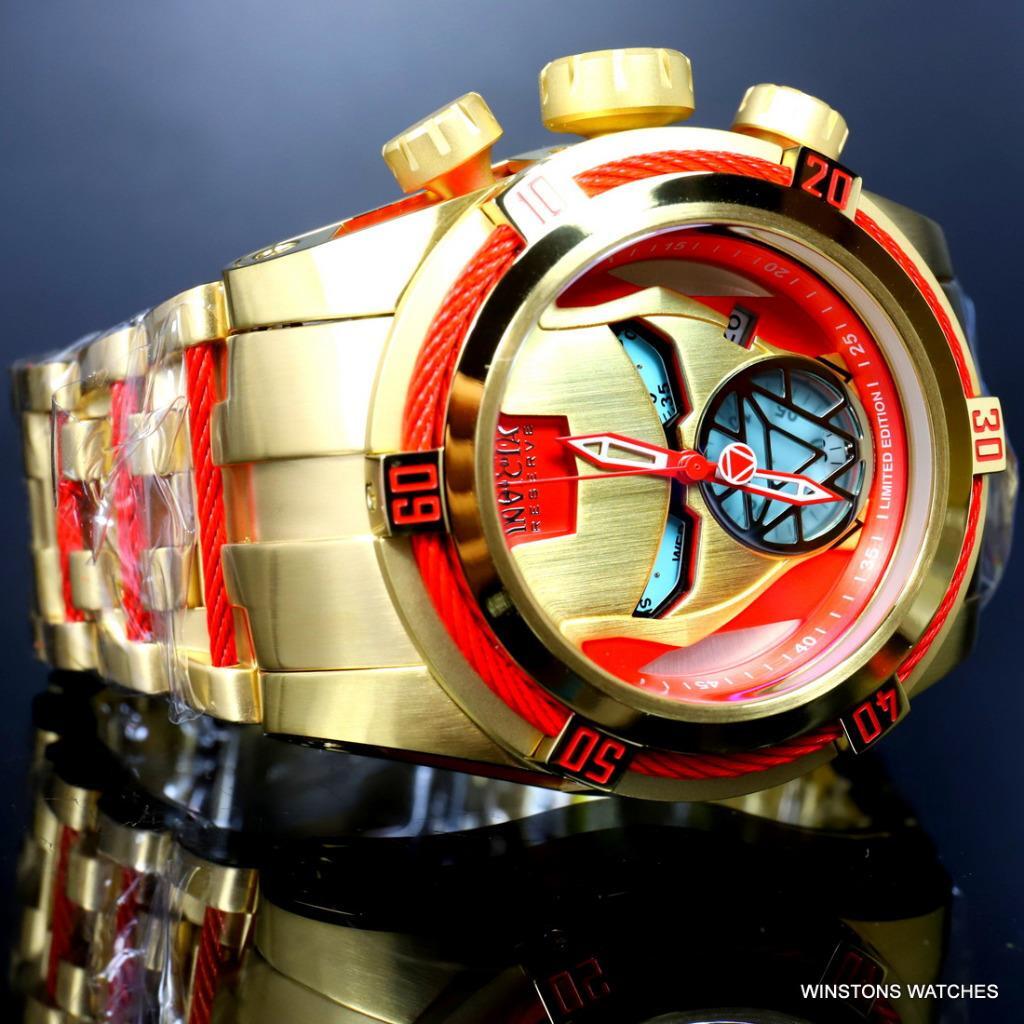 Invicta Reserve Bolt Zeus Marvel Iron Man 52mm Steel Swiss Mvt Blue Watch New