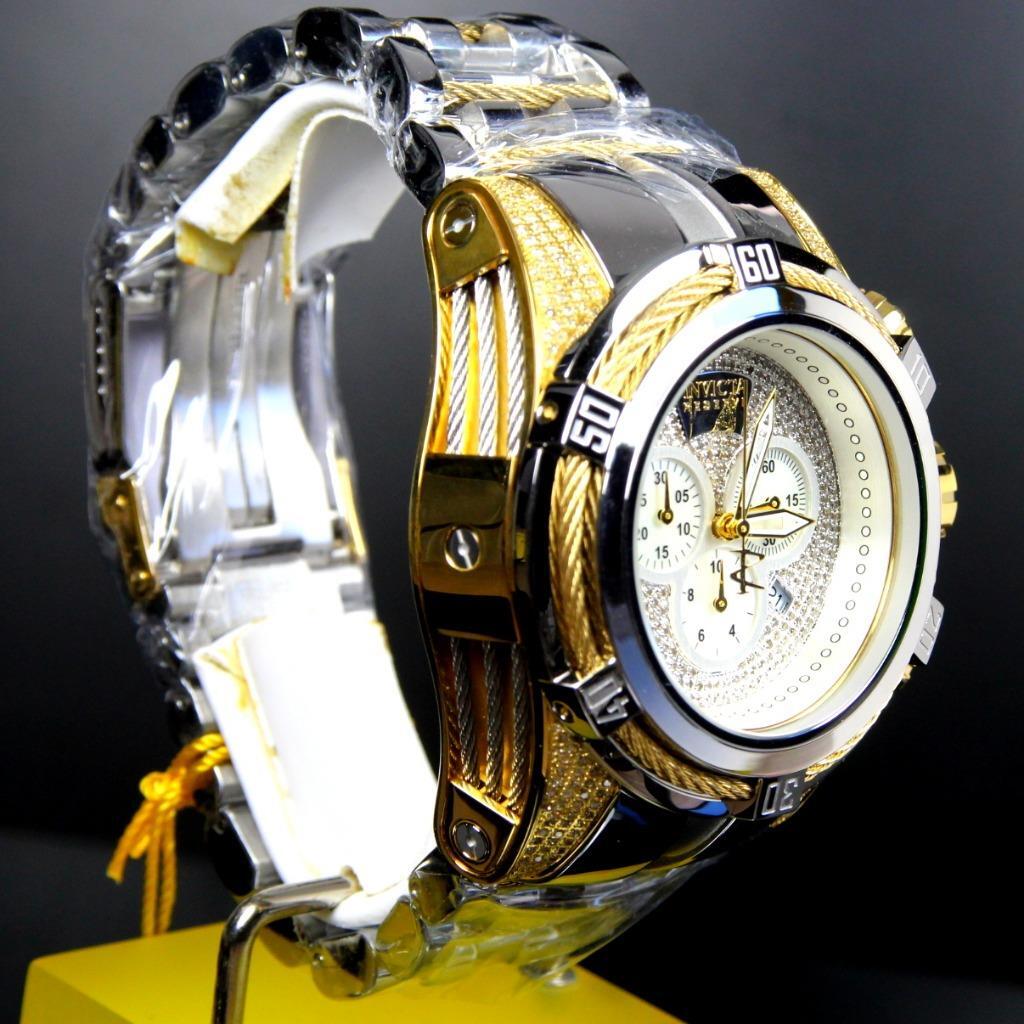 Invicta Reserve Bolt Zeus 1.95 CTW Diamonds High Polish Gold 2 Tone Watch New