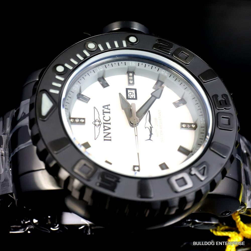 Invicta Sea Hunter Gen II Black Steel Platinum Automatic Diamond 58mm Watch New