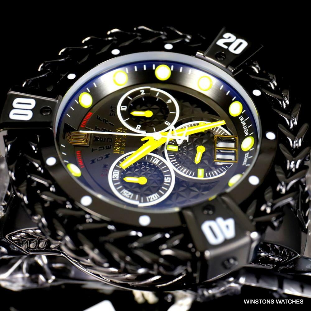Invicta JT Hercules Bolt Reserve Black Steel Swiss Chronograph 56mm Watch New