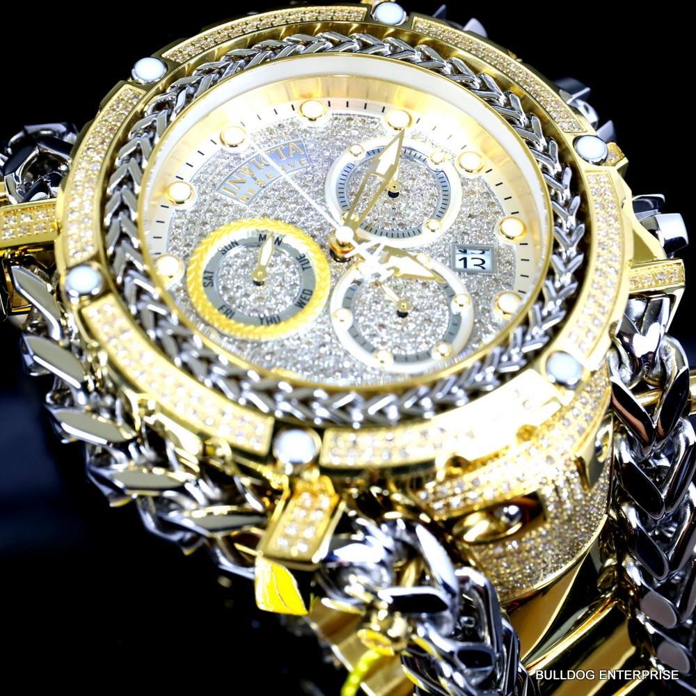 Invicta Reserve Gladiator 2.92CTW Diamond 2 Tone Gold Plate Swiss 61mm Watch New