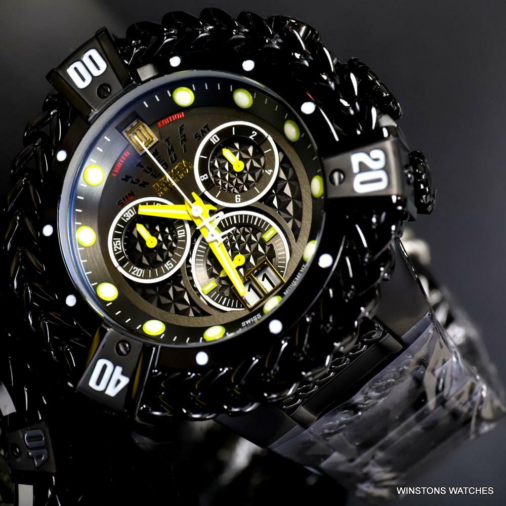 Invicta JT Hercules Bolt Reserve Black Steel Swiss Chronograph 56mm Watch New