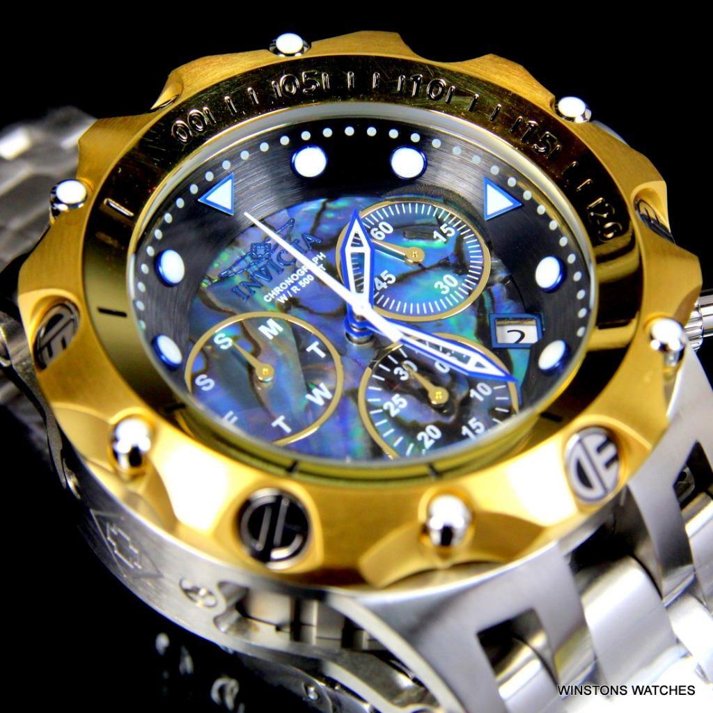 Invicta Reserve Venom Hybrid Abalone Chronograph 54mm Steel Gold Tone Watch New
