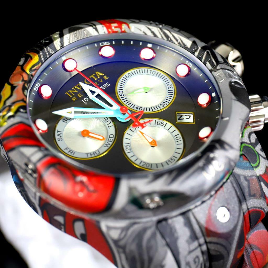 Invicta Reserve Venom Graffiti Swiss Mvt Gray Hydroplated Steel 52mm Watch New