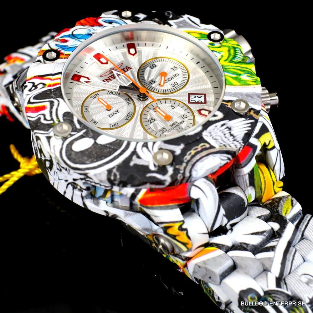 Invicta Subaqua Specialty Graffiti Hydroplated Steel Swiss Mvt Watch 52mm New