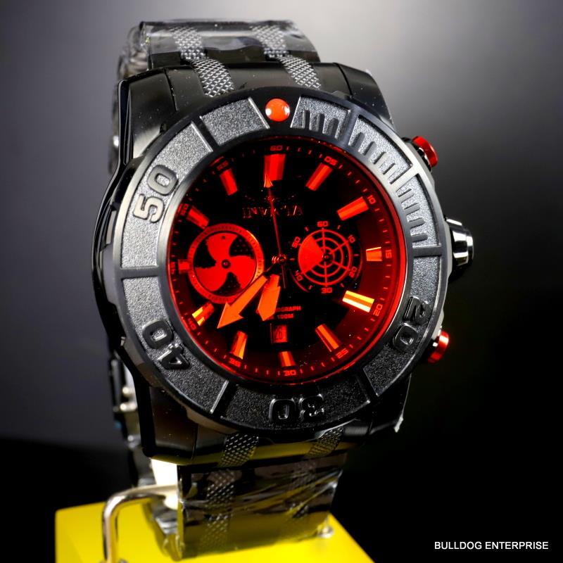 Invicta Coalition Forces Sonar Radar Black Stainless Steel Red 58mm Chrono New