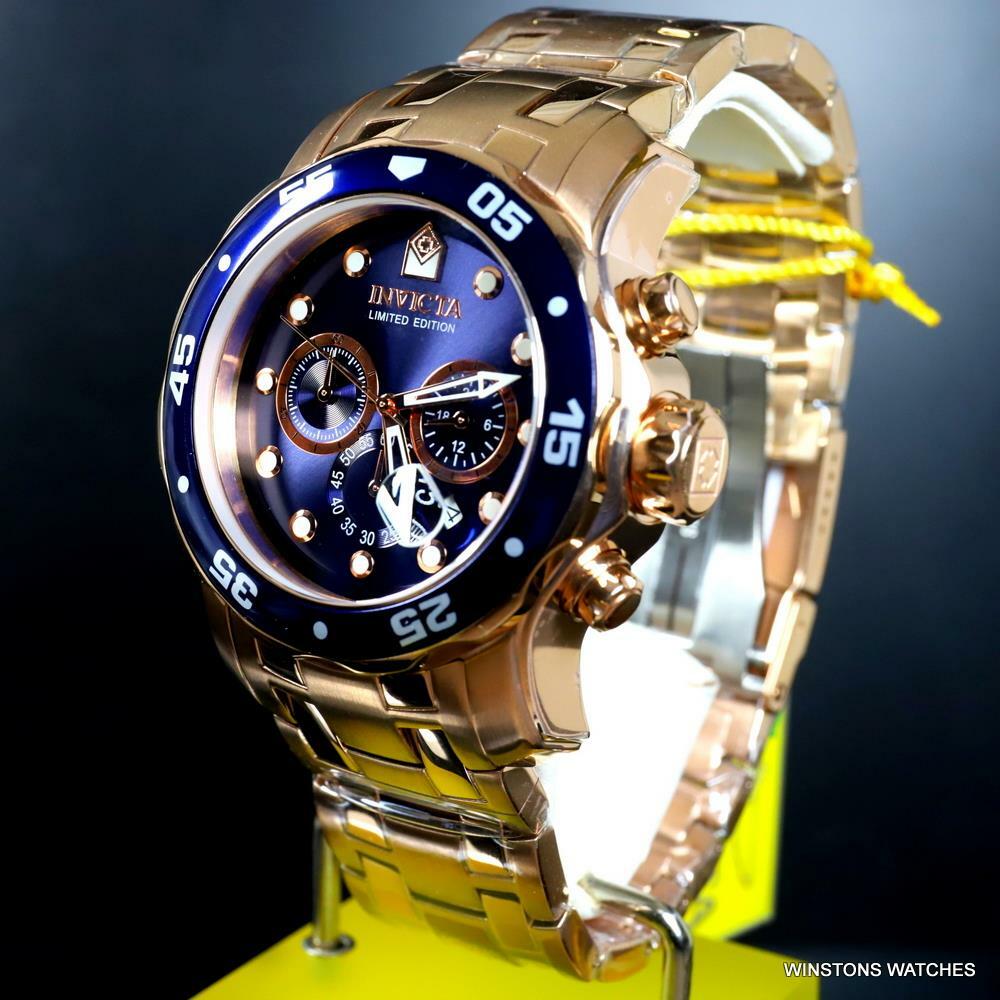 Invicta Pro Diver Scuba Rose Gold Plated Limited Edition 48mm Blue Watch New
