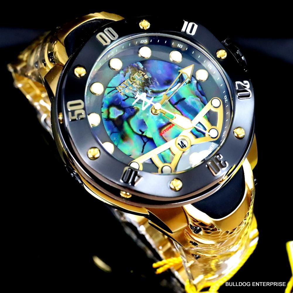 Invicta Reserve Kraken Swiss R150 Automatic Abalone Gold Plated Watch 52mm New