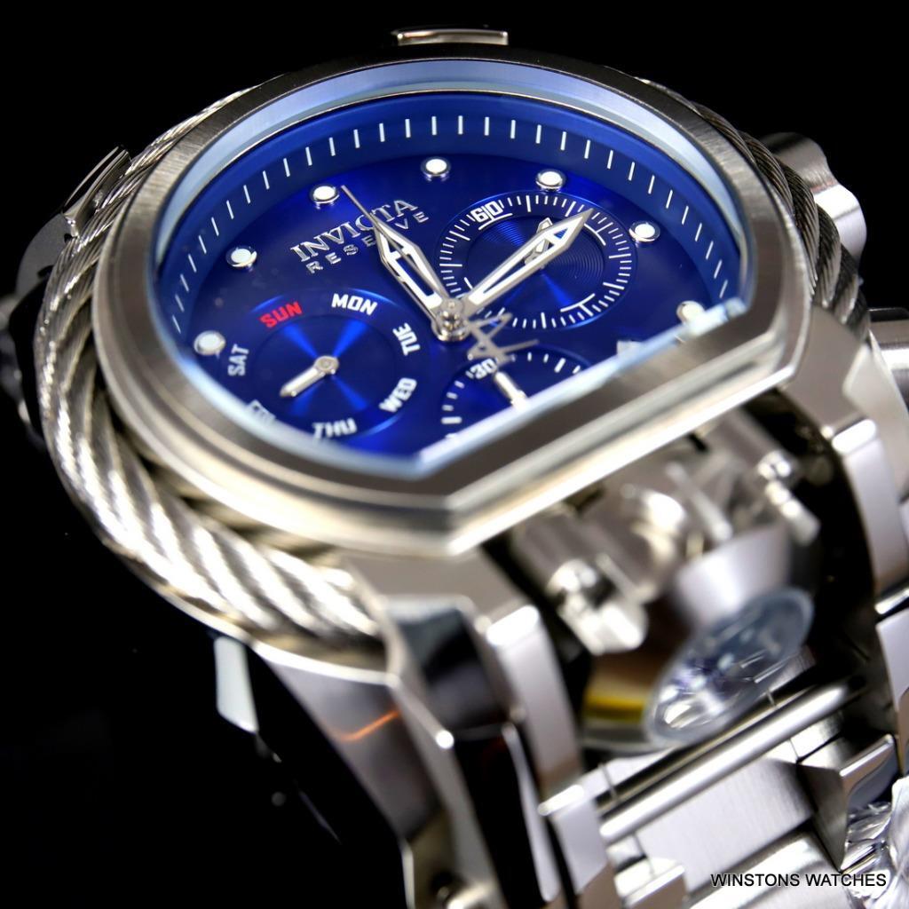 Invicta Reserve Bolt Zeus Magnum Cable Steel Blue Swiss Mvt 52mm Watch New