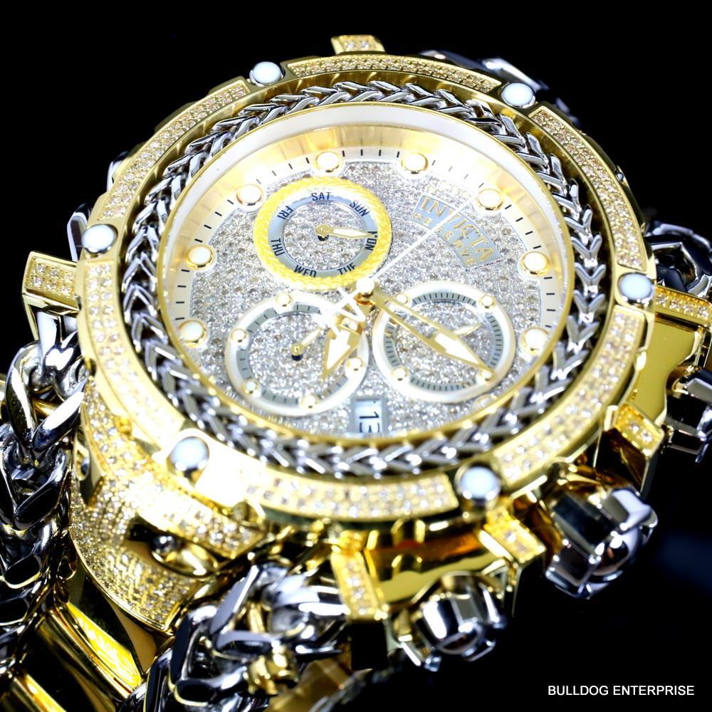 Invicta Reserve Gladiator 2.92CTW Diamond 2 Tone Gold Plate Swiss 61mm Watch New