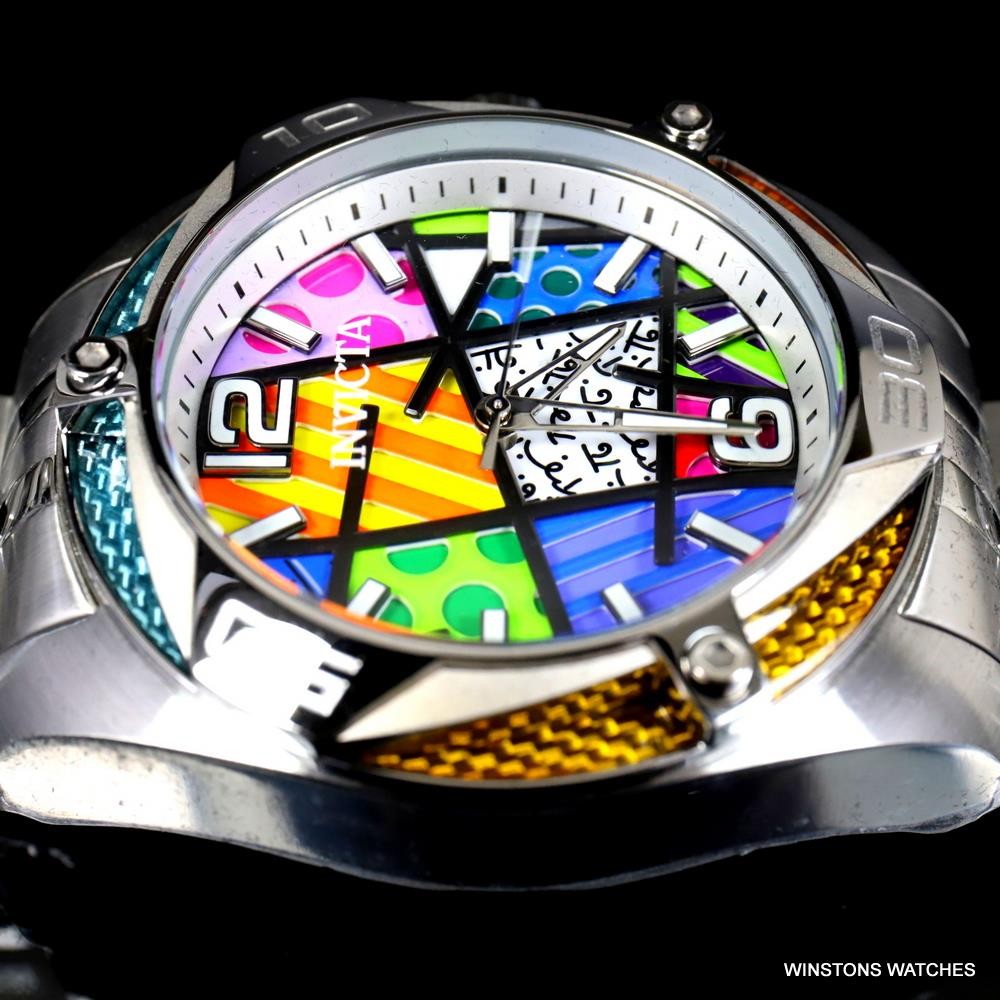 Invicta Romero Britto Limited Edition Stainless Steel Modern Art 50mm Watch New