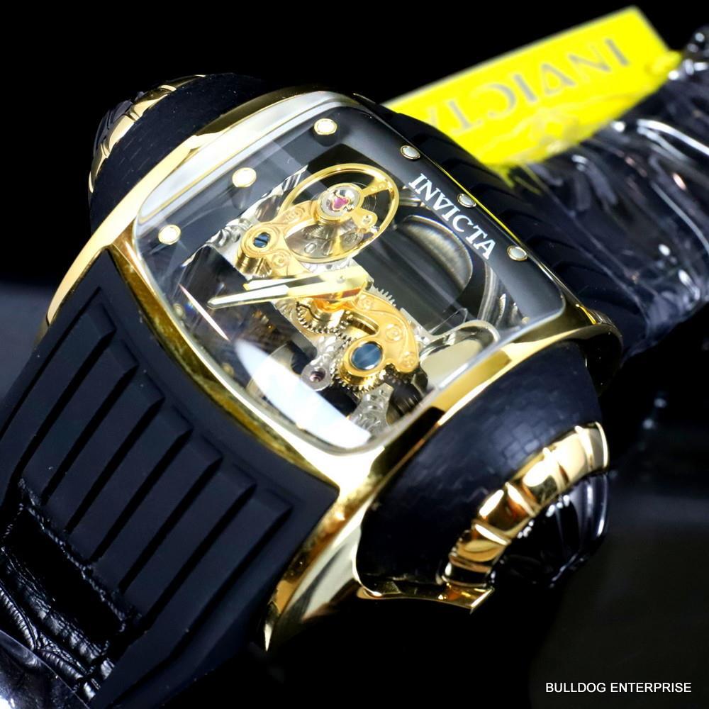 Invicta Vintage Ghost Bridge Automatic Clear Skeletonized Gold 68mm Watch New