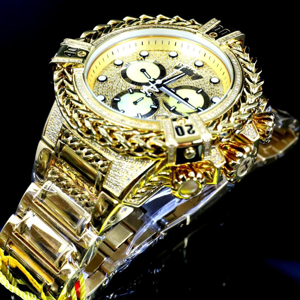 Invicta Reserve Bolt Hercules 2.26 CTW Diamond Gold Plated Steel Swiss Watch New