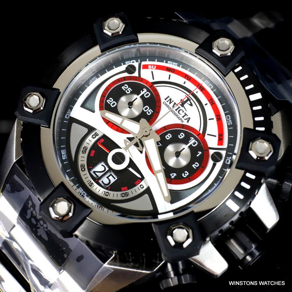 Invicta Reserve Grand Octane 63mm Steel Swiss Mvt Chronograph Black Watch New