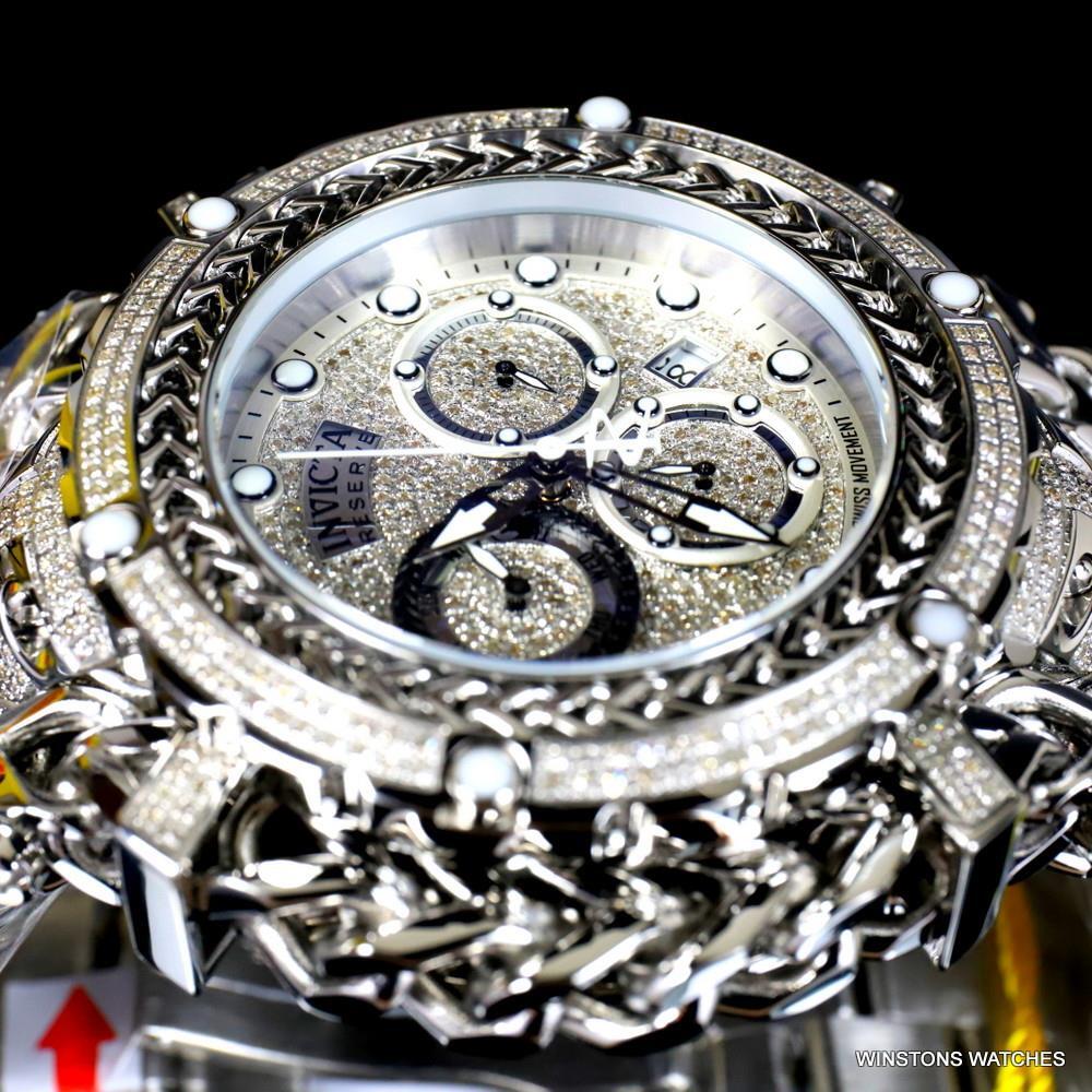 Invicta Reserve Gladiator 2.92CTW Diamond Stainless Steel Swiss 61mm Watch New