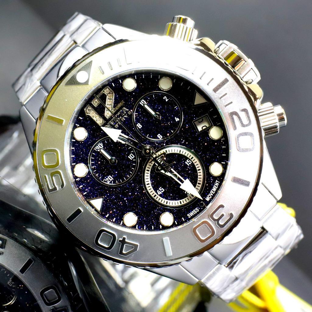 Invicta Masterpiece Reserve Grand Diver Blue Sand Stone Diamond Swiss ETA Watch