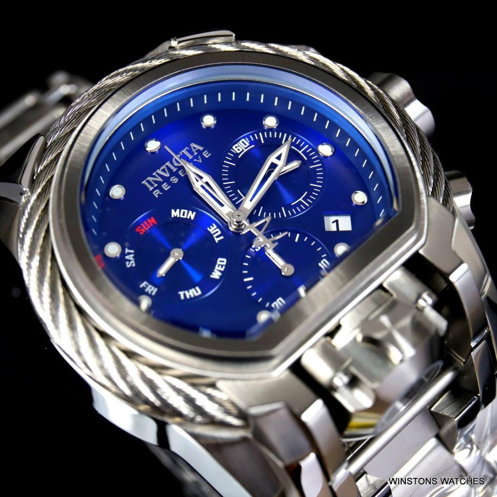 Invicta Reserve Bolt Zeus Magnum Cable Steel Blue Swiss Mvt 52mm Watch New