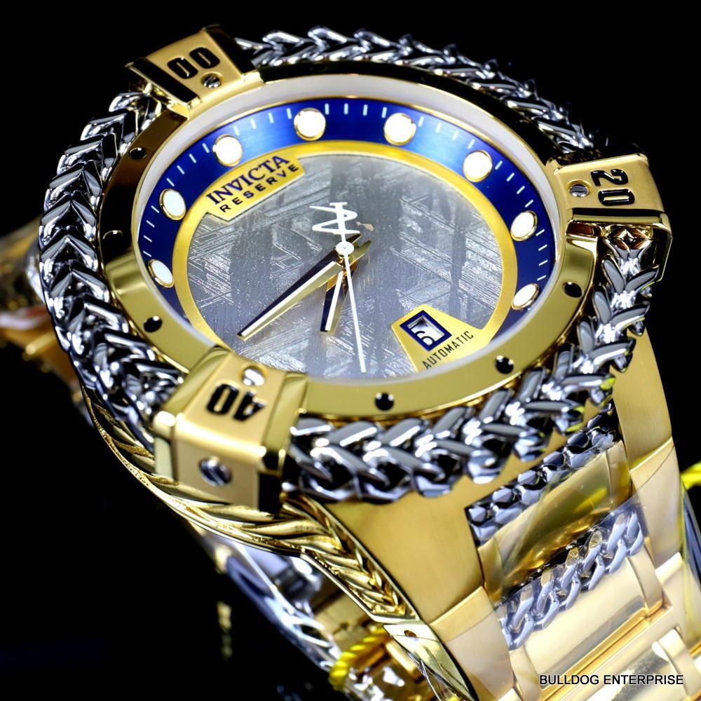 Invicta Reserve Hercules Meteorite Automatic 56mm Gold Plated Steel Watch New