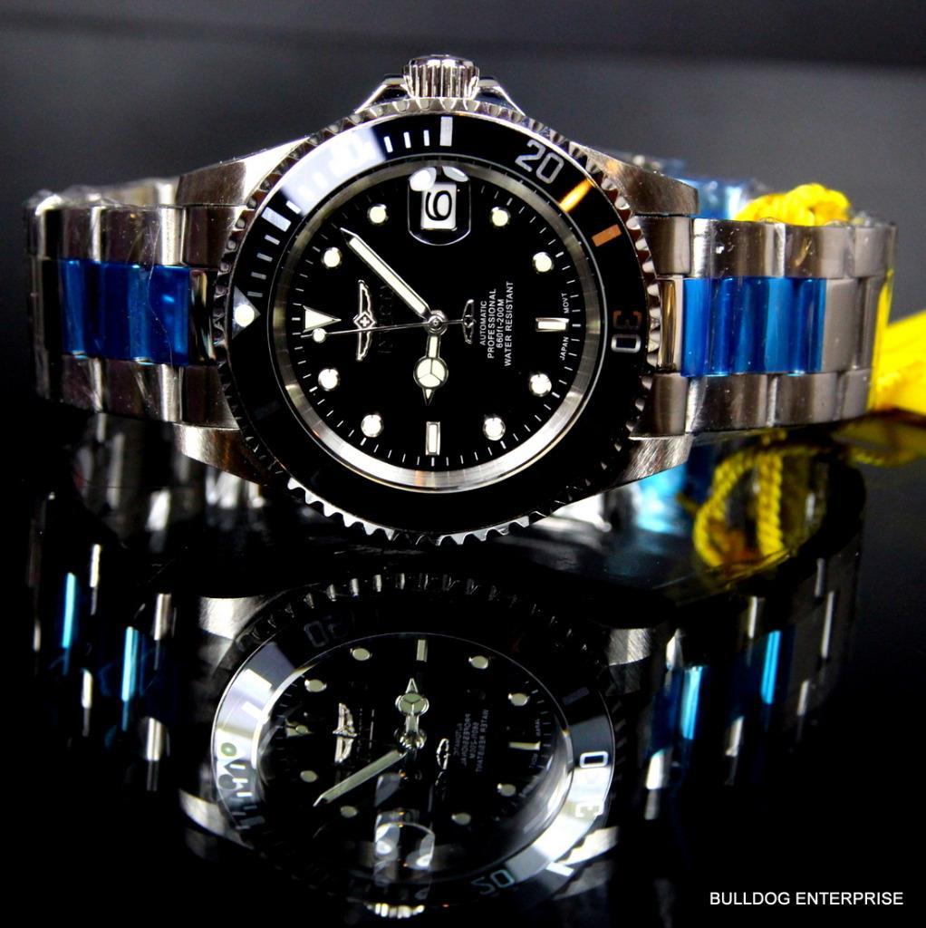 Invicta Pro Diver Steel Silver Tone Black NH35A Automatic Watch Coin Bezel New