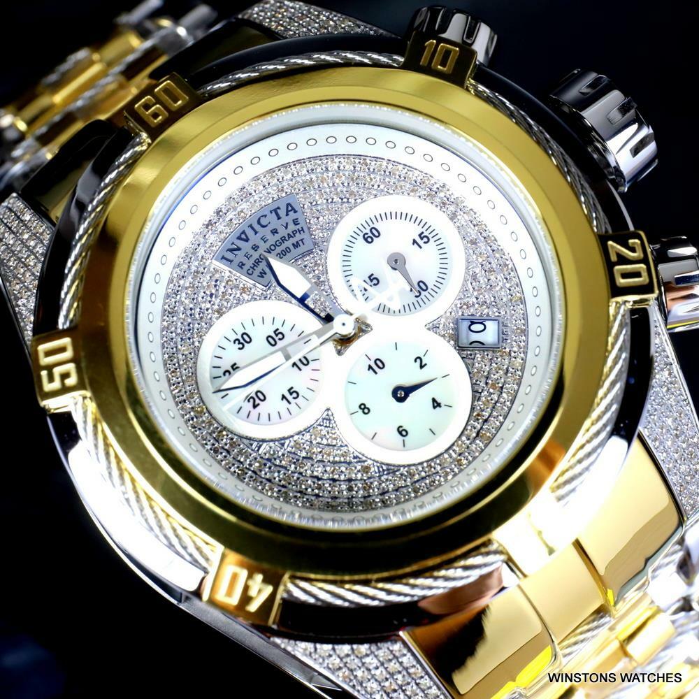 Invicta Reserve Bolt Zeus Diamond 50mm Polished Two Tone Steel Swiss Watch New