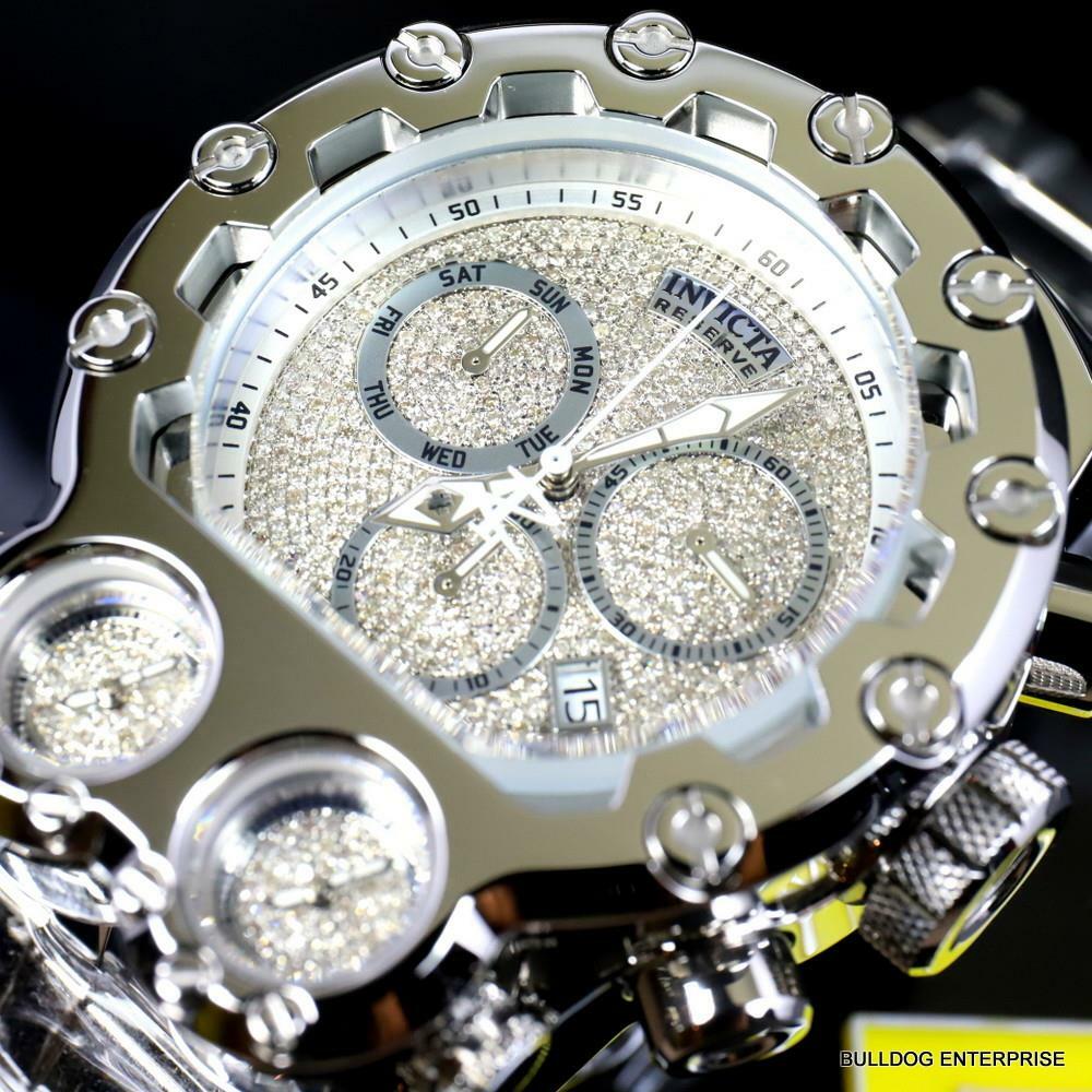 Invicta Bolt Magnum Tria 2.5 CTW Diamond Steel Swiss Chronograph 52mm Watch New