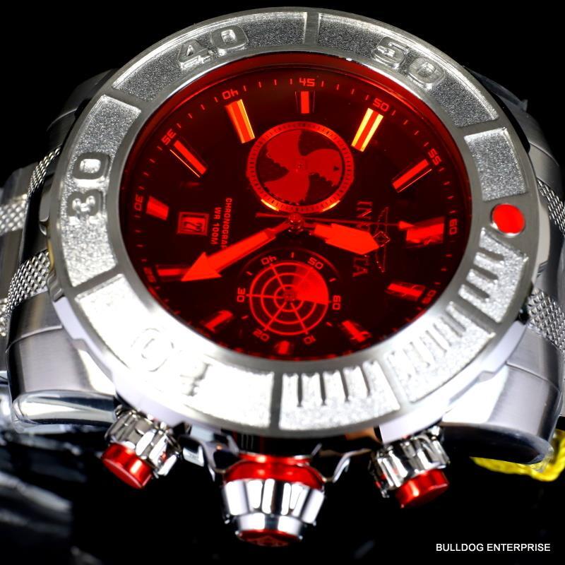 Invicta Coalition Forces Sonar Radar Stainless Steel Red 58mm Chronograph New