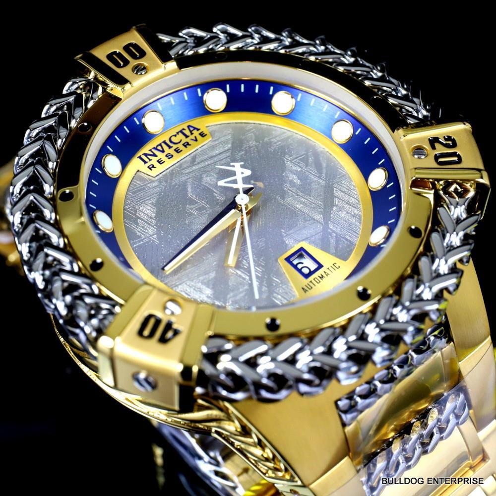 Invicta Reserve Hercules Meteorite Automatic 56mm Gold Plated Steel Watch New