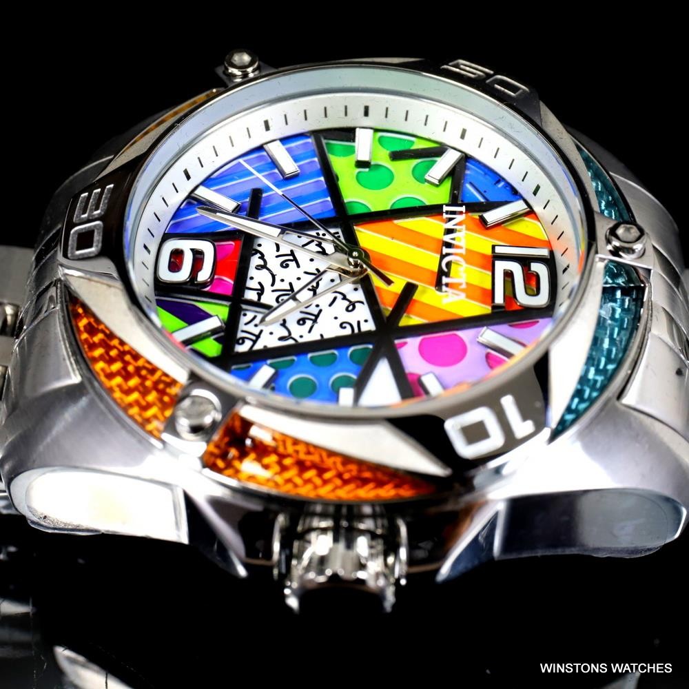 Invicta Romero Britto Limited Edition Stainless Steel Modern Art 50mm Watch New