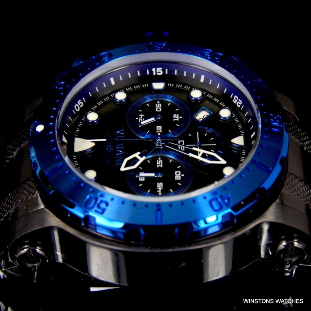 Mens Coalition Forces Black Stainless Steel Chronograph 52mm $1095 Watch New