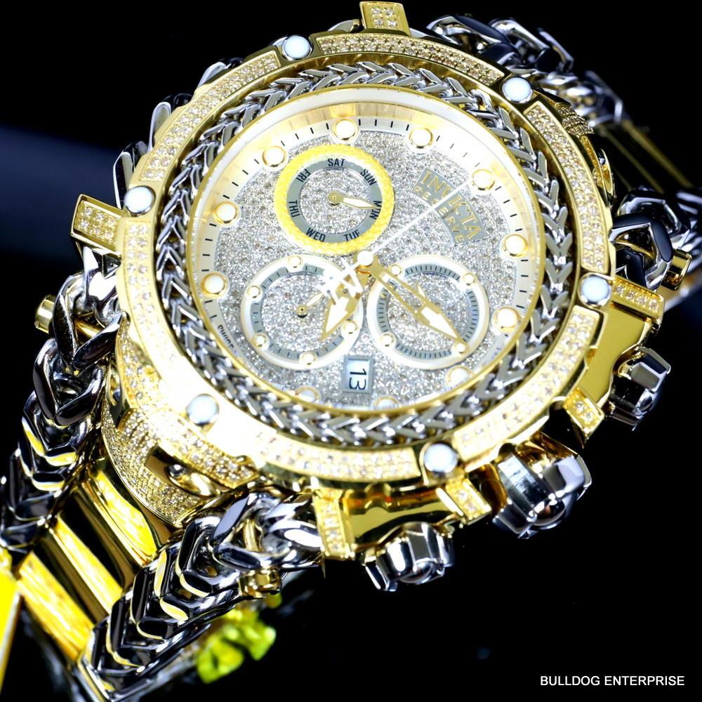 Invicta Reserve Gladiator 2.92CTW Diamond 2 Tone Gold Plate Swiss 61mm Watch New