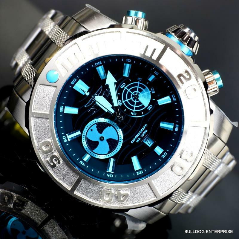 Invicta Coalition Forces Sonar Radar Stainless Steel Blue 58mm Chronograph New